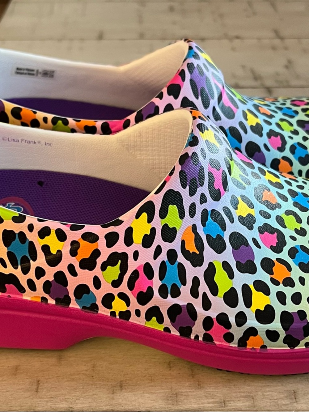 CROCS Lisa Frank Multi Leopard-Print Clogs in Hot Pink